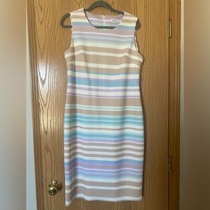 Calvin Klein Multicolor Pastel Striped Dress - Size 14 NWT